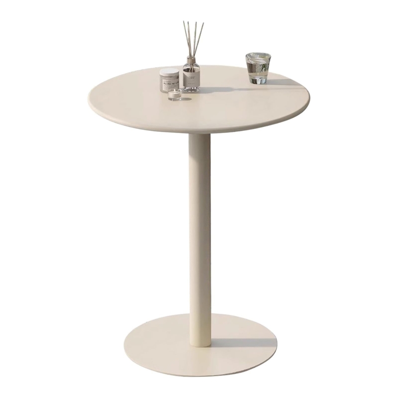 Bistro Table, Round Top with Black Metal Pedestal Base & X-Shaped Feet