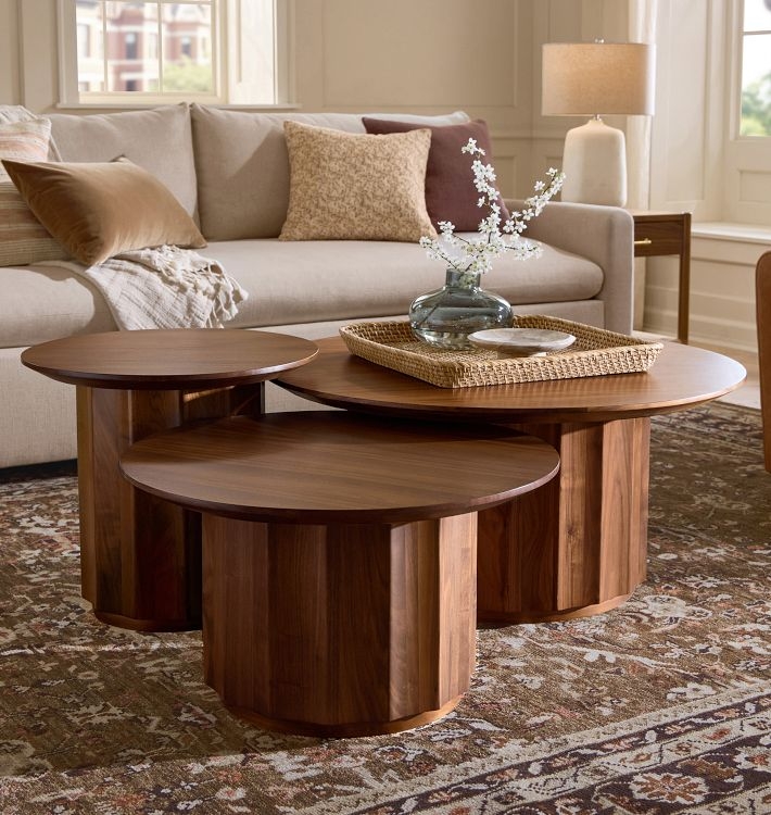 Black Ash Nesting Coffee Tables Spindle Tripod Base