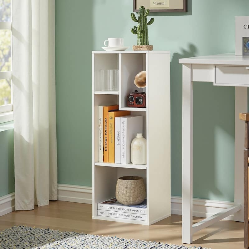 Black Bookshelf Asymmetric Shelves Staircase Silhouette Open Back Modular Unit