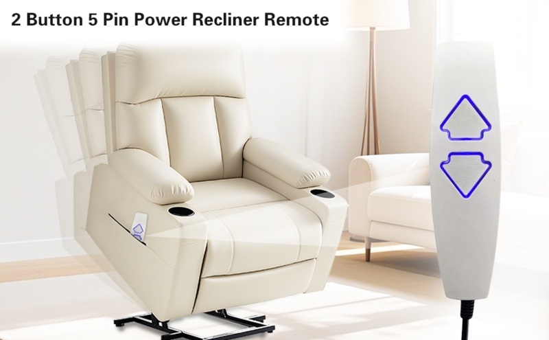 Black Handheld Recliner Remote with USB Port and Blue LED Indicator
