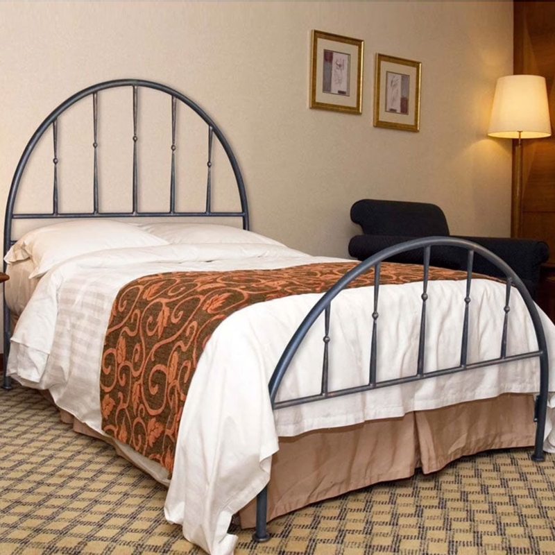 Black Iron Bed Frame with Spindle Headboard & Angled Rails