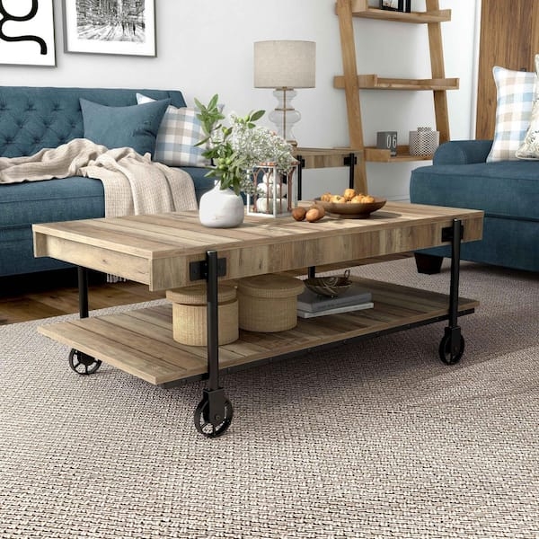 Black Metal Mesh Shelf Table with Casters, Industrial Triple Tier Design