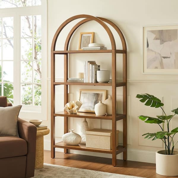 Bookcase Arched Top Slender Frame Open Shelving Minimalist