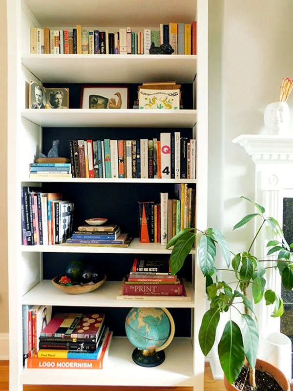 Bookcase Built-In Style Warm Wood Transitional Study Shelving