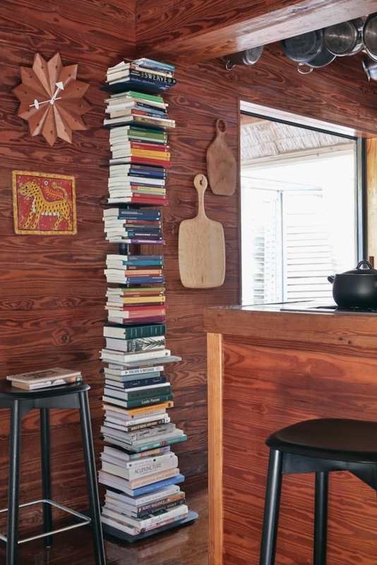 Bookcase Cantilevered Shelves Matte Black Metal with Circular Base