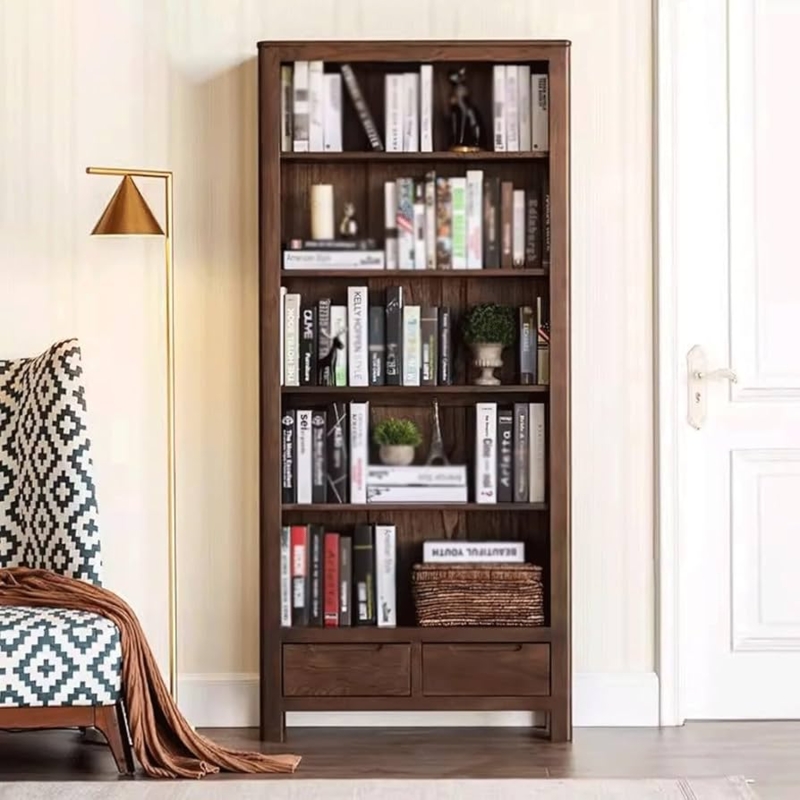 Bookcase Slanted Shelves Medium Brown Narrow Book Display