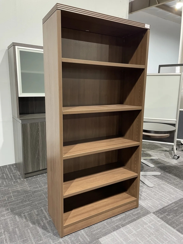 Bookcase Thick Frame Closed Back Five Tier Contemporary Office
