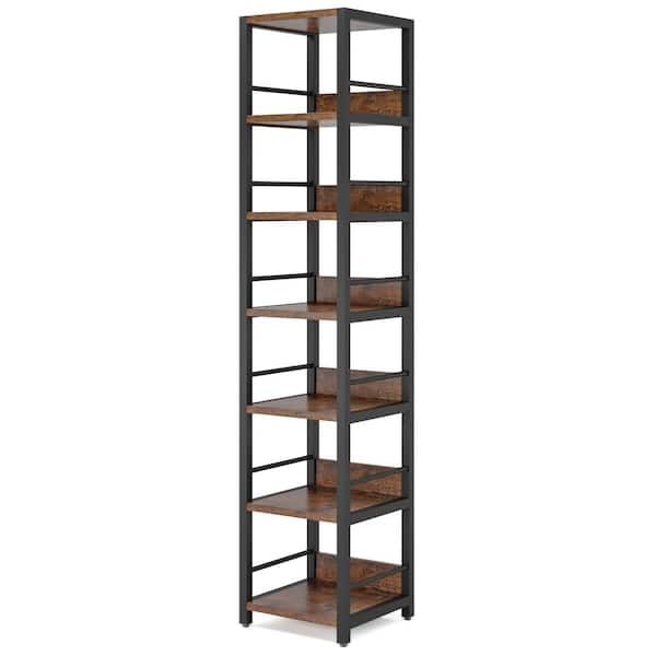 Bookshelf Industrial Style Rustic Brown Wood Toned and Black Metal Frame