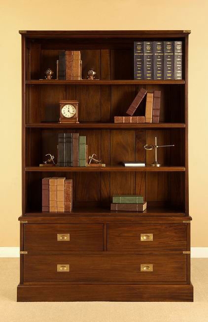 Bookshelf Traditional Fluted Columns Mahogany Finish