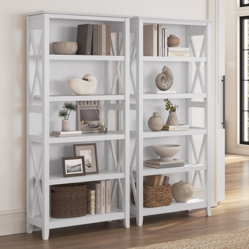Bookshelf X-Brace Sides Metal Frame Wood Tiers Industrial Style