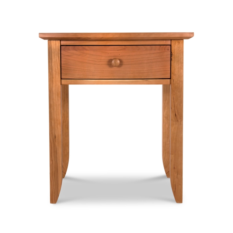 Bow Front Wood Nightstand with Open Shelf and Round Knob