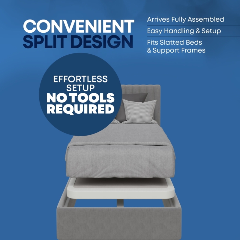 Box Spring 2 Inch Height, Split Box Spring Set, Gray Upholstered