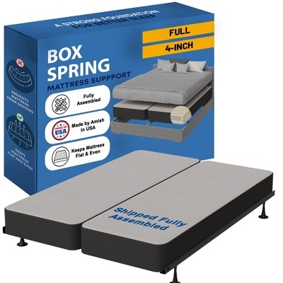 Box Spring, Black Upholstery Split Design, Low Profile Foundation