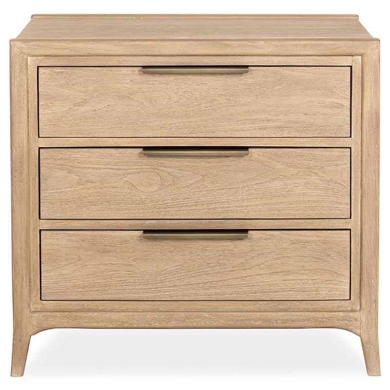 Bronze Metal Frame Nightstand with Teak Wood Panels.