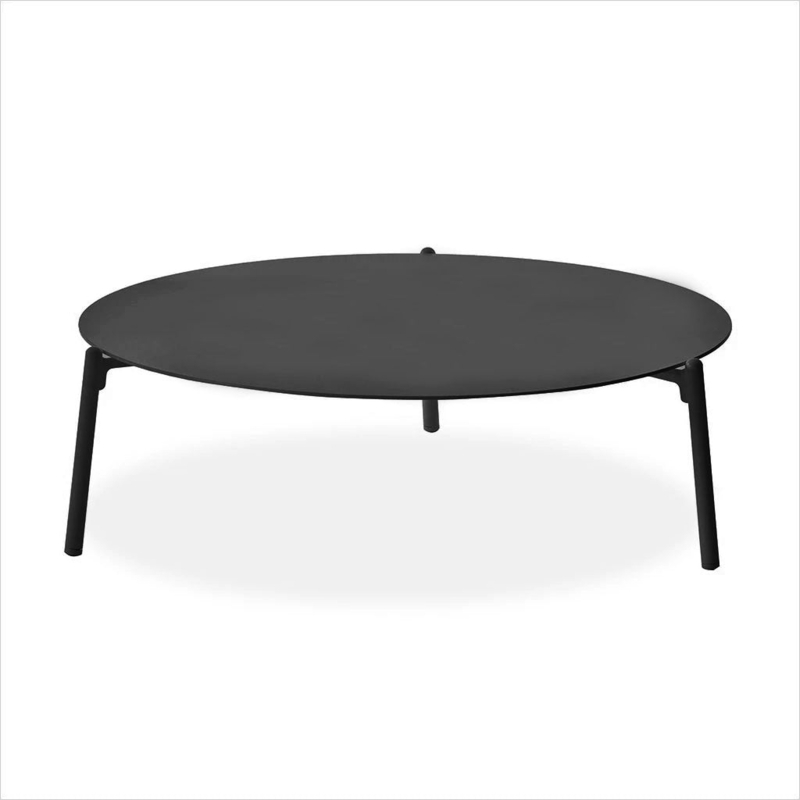 Brutalist Round Coffee Table Stone Texture Pedestal Base
