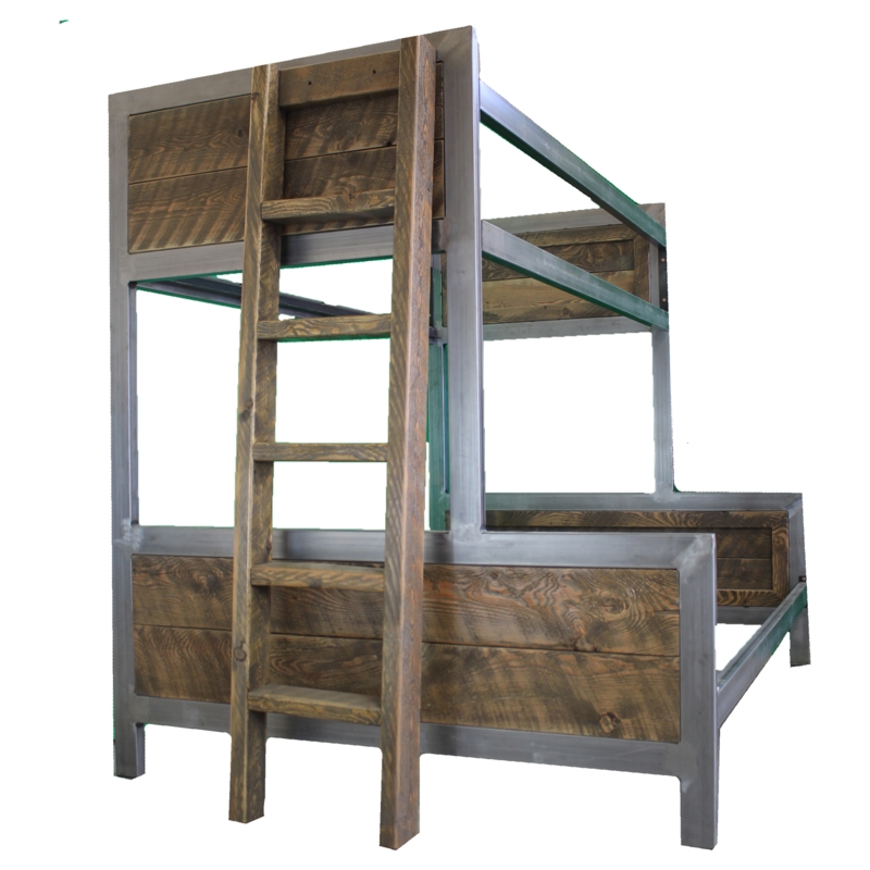 Bunk Bed Industrial Pipe Frame With Distressed Wood Panels