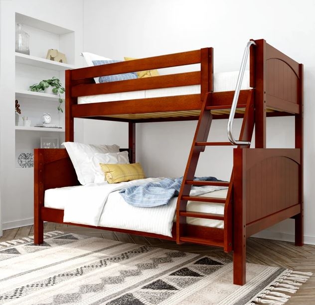 Bunk Bed Twin Over Full Chestnut Toned Slatted Panels Traditional