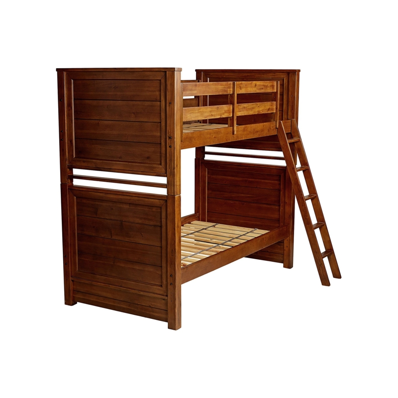 Bunk Bed Twin Over Twin Integrated Ladder Minimalist Wood Toned