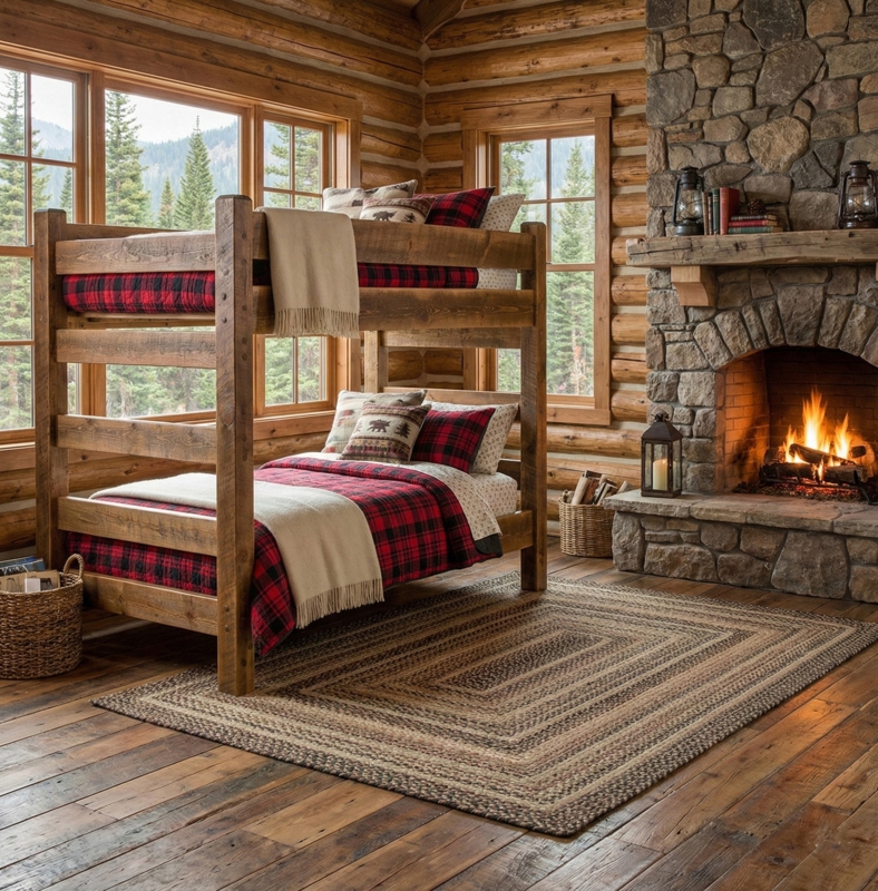 Bunk Bed Weathered Barnwood Finish Twin Over Twin Lodge Style