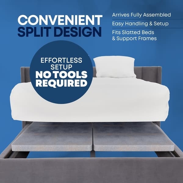 Bunkie Board Split Design, Gray Upholstered Bed Slats Alternative