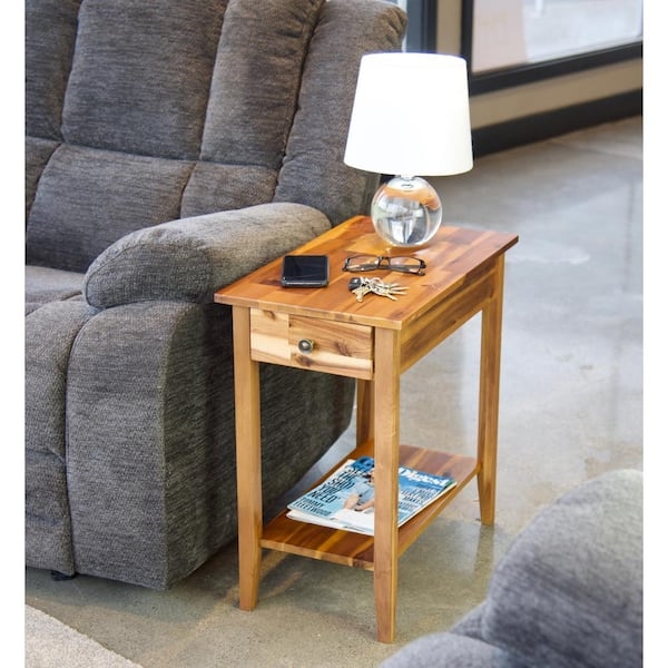 C-Shaped End Table Minimalist Natural Wood Recliner Side Table