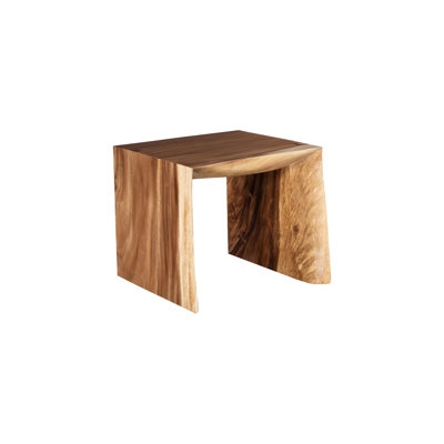 C-Shaped End Table Waterfall Edge Wood Grain Organic