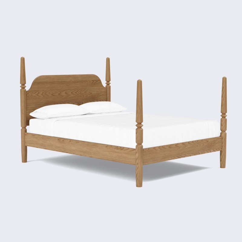 Canopy Bed Dark Wood Slender Posts Modern Minimalist Styling