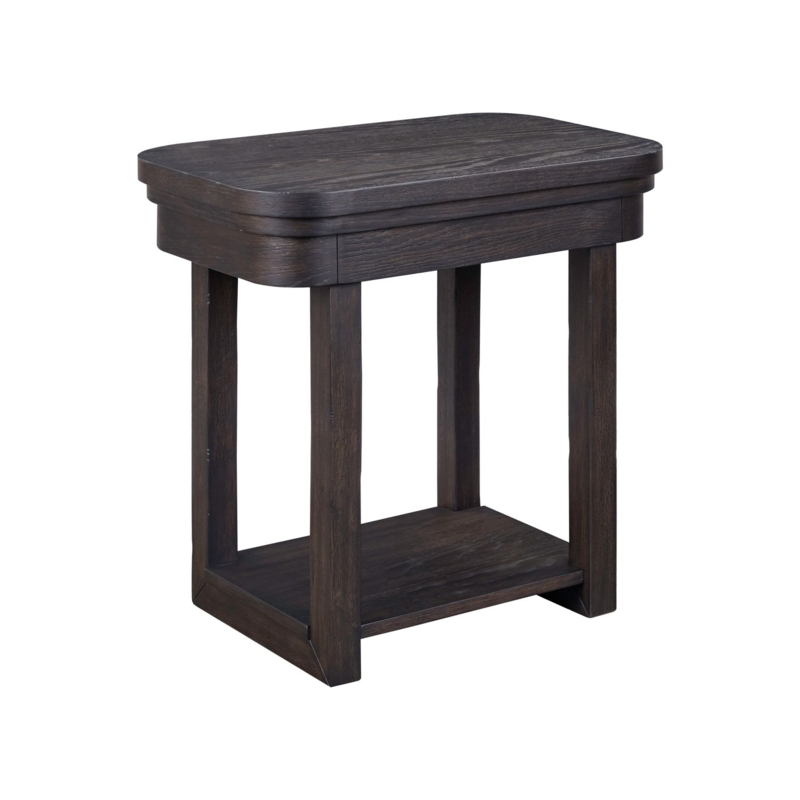 Chairside Table Dark Wood Narrow Profile Drawer Slim Bedside Table