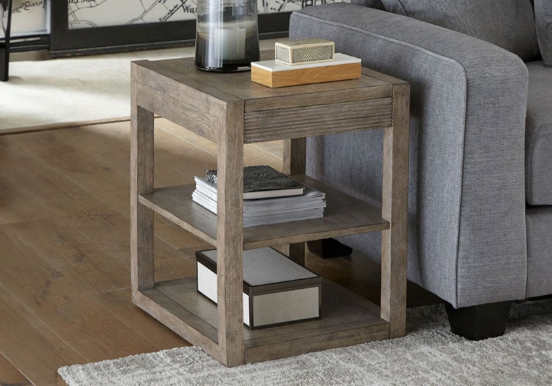 Chairside Table Narrow Profile Cup Pull Hardware Single Drawer