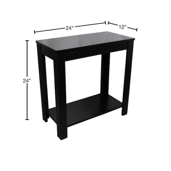 Chairside Table Slim Black Three Tier Open Shelving for Small Spaces