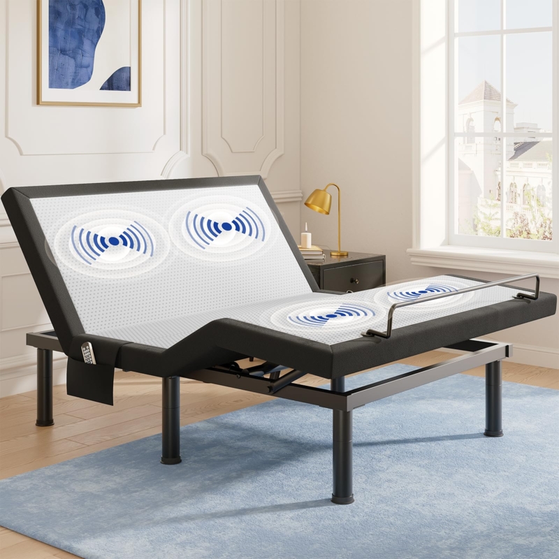 Charcoal Adjustable Bed Base with Underbed Lighting Feature