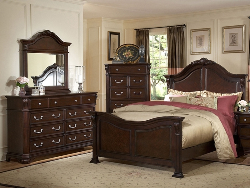 Chest Of Drawers Medium Brown Finish Five Drawers Tapered Legs Bar Pulls