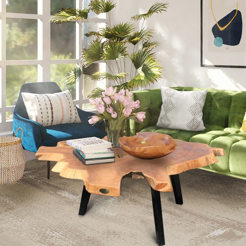 Circular Coffee Table Ampyang Mosaic Top Tapered Pedestal Base