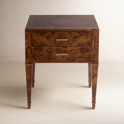Classic Espresso Nightstand with Two Drawers & Silver Cup Pulls