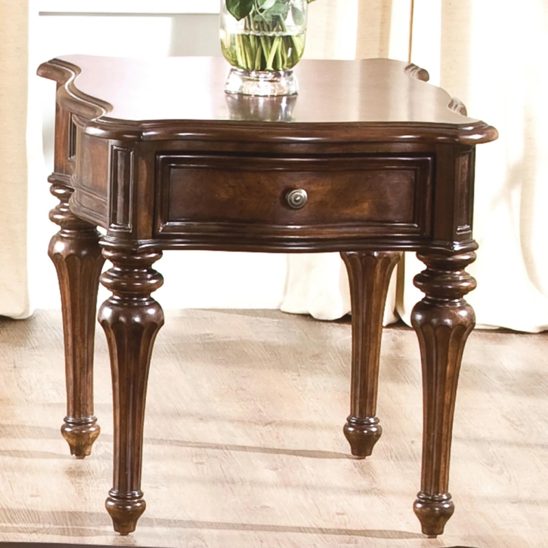 Classic Turned Leg End Table with Drawer and Molded Top Edge