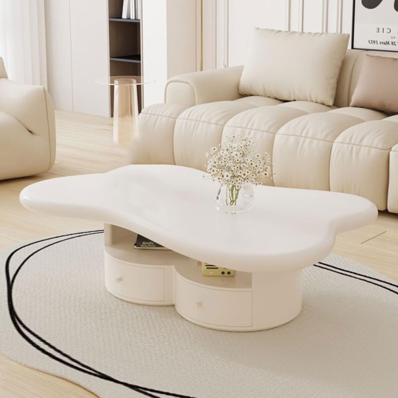 Cloud Shape Coffee Table with Chunky Legs for Organic Living Rooms