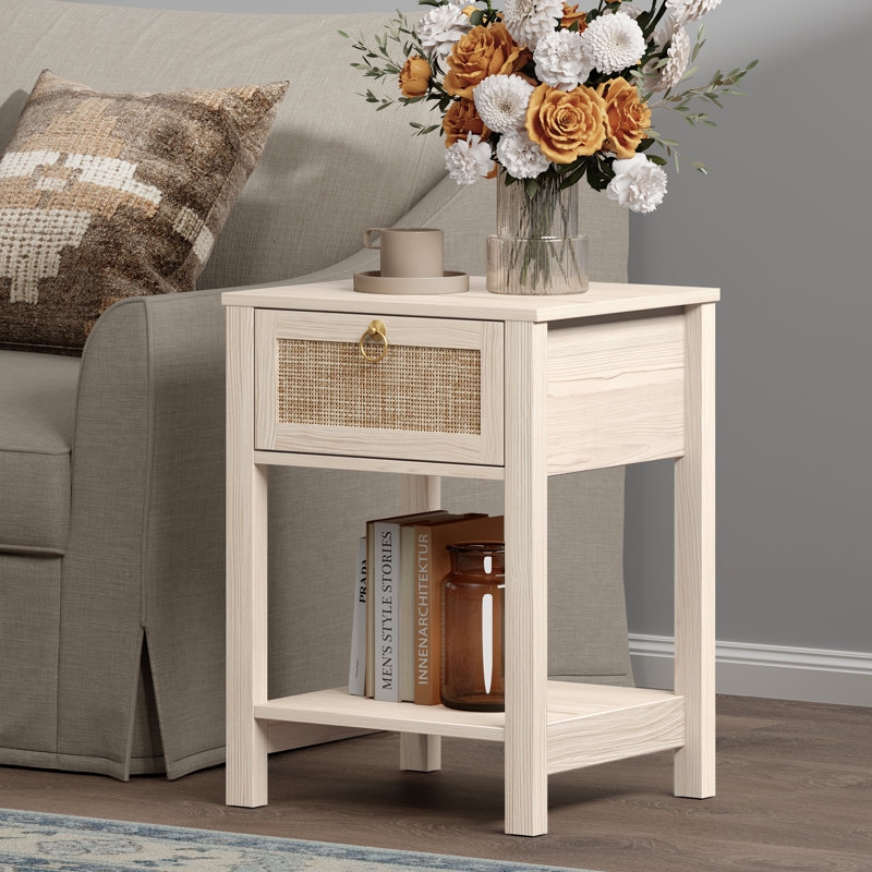 Coastal Cottage Nightstand in White with Open Slatted Shelves