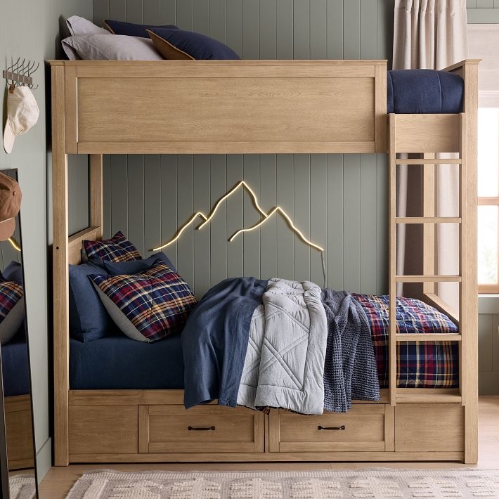 Coastal Full Over Full Bunk Bed with Integrated Staircase Storage