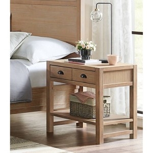 Coastal Nightstand in Light Driftwood Finish with Metal Cup Pulls