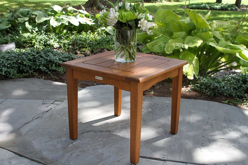 Coastal Round Folding Outdoor Side Table with X-Frame Base