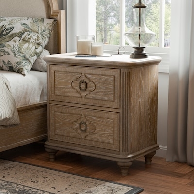 Coastal White Nightstand with X-Brace Sides and Open Shelf