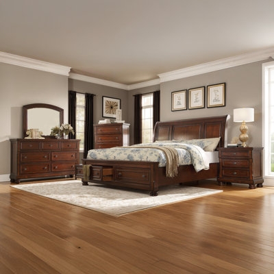 Coastal Wood Bedroom Set with Louvered Panels and Bun Feet