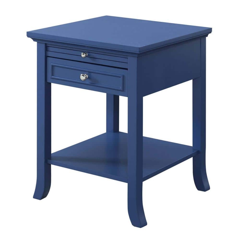 Cobalt Blue End Table with Pull-Out Slide & Drawer