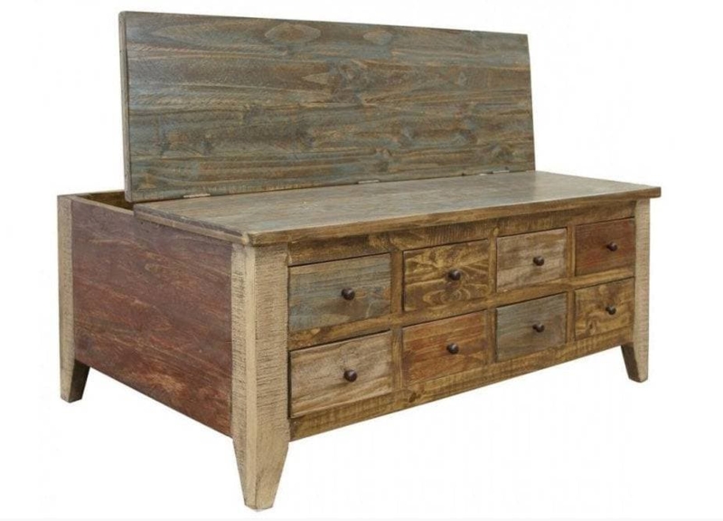 Coffee Table Apothecary Style Multi Drawer Antique Pulls