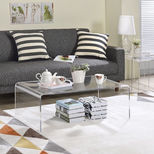 Coffee Table Black X-Brace Sides Glass Top Tiered Storage