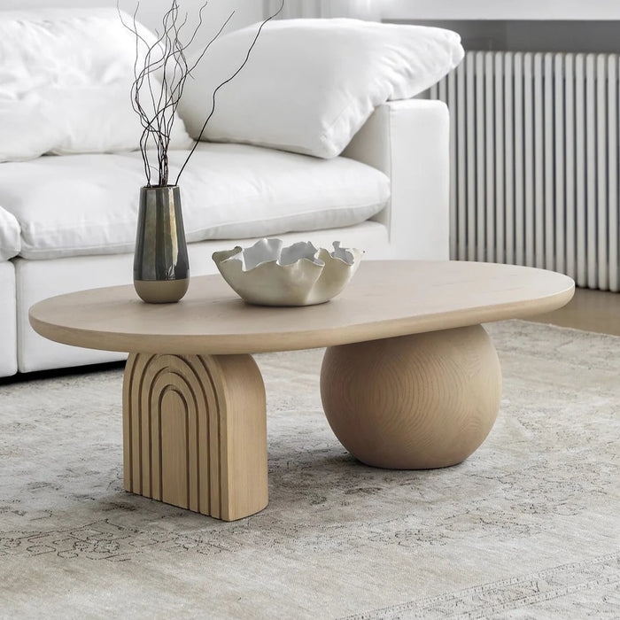 Coffee Table Chunky Sculptural Base Nordic Matte Finish Minimalist