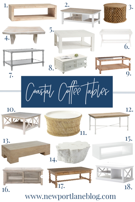 Coffee Table Collection Coastal Theme Woven Whitewashed Beach Style