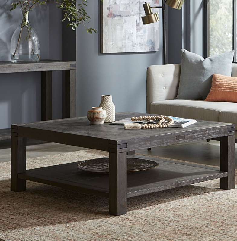 Coffee Table Cup Pulls Dual Drawers Open Shelf Transitional Wood