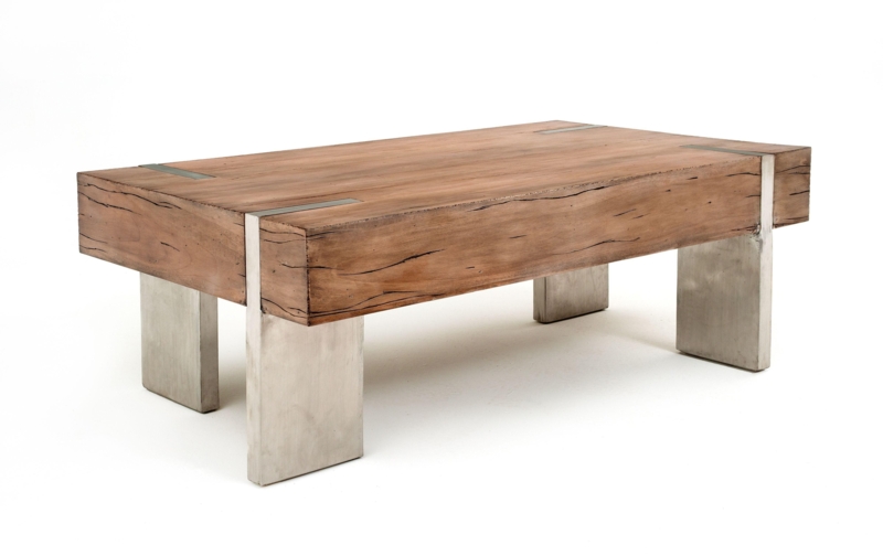 Coffee Table Dark Brown Mahogany Wood Distressed Plinth Base