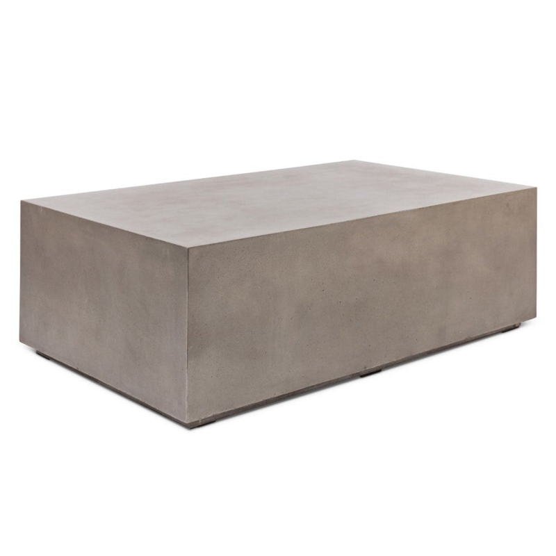 Coffee Table Dark Gray Concrete-Like Rectangular Block Plinth
